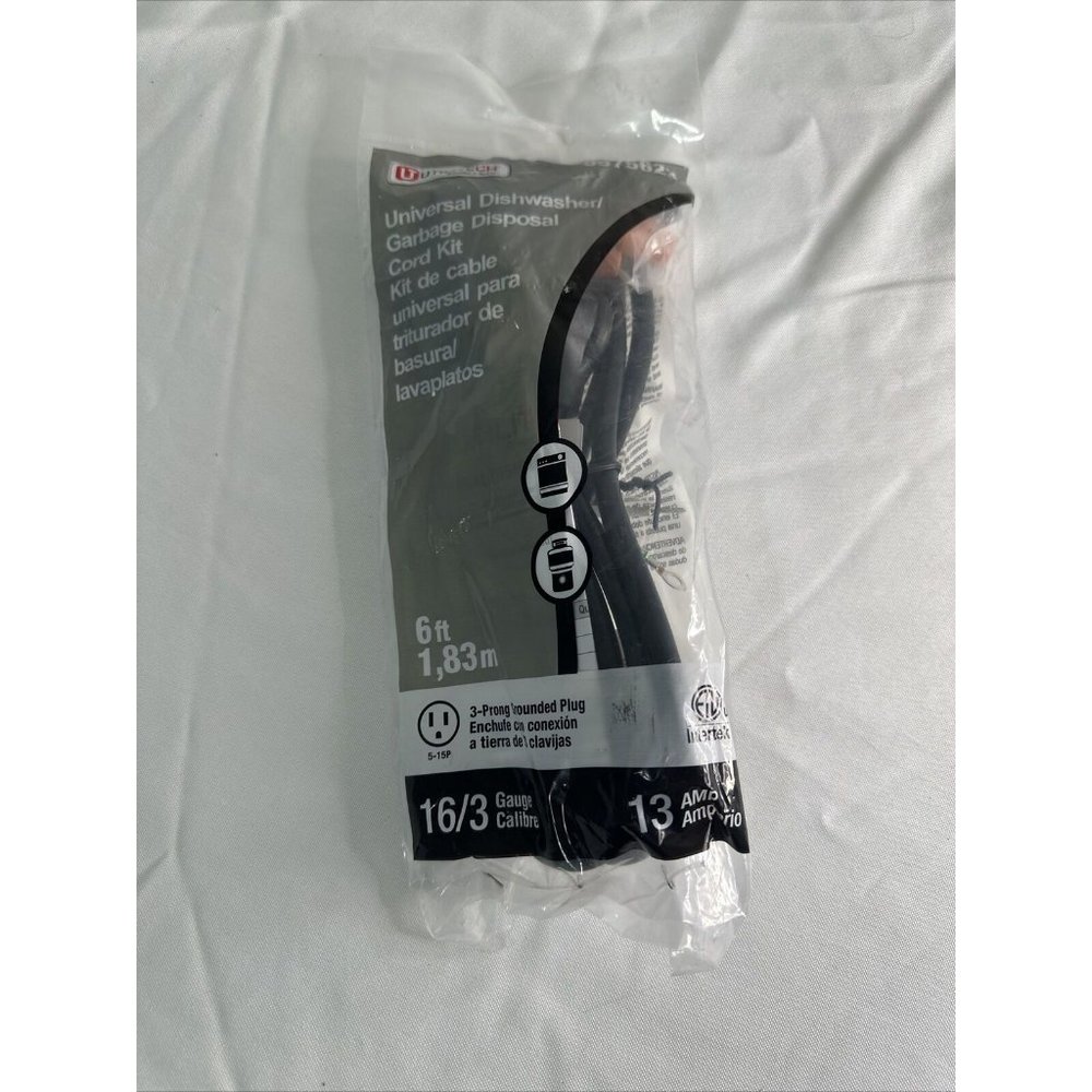 Universal Dishwasher Garbage Disposal Cord Kit 0575623 6 Foot 3 Prong Utilitech